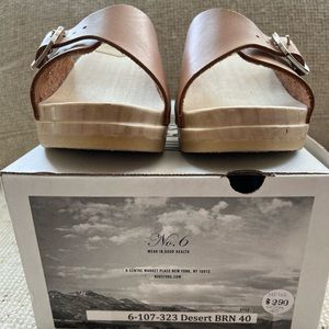 No. 6 Abuela wedge clog sandal in desert size 40